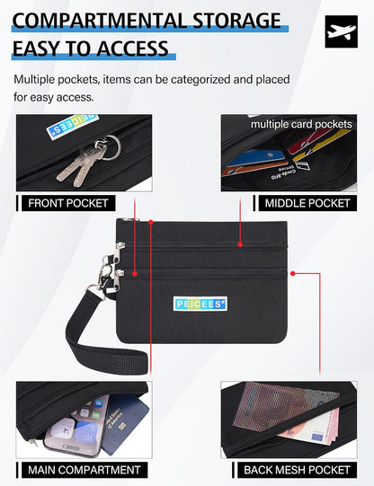 World Travel Essentials Currency and Passport Organizers Cash Cards Tickets Holder RFID Blocking Wallet, Lake Blue