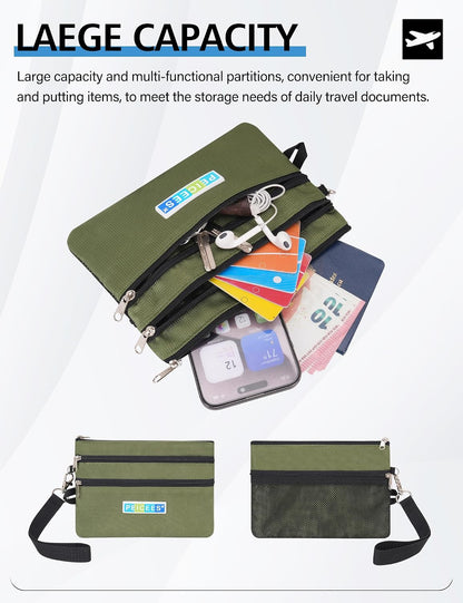 World Travel Essentials Currency and Passport Organizers Cash Cards Tickets Holder RFID Blocking Wallet, Lake Blue