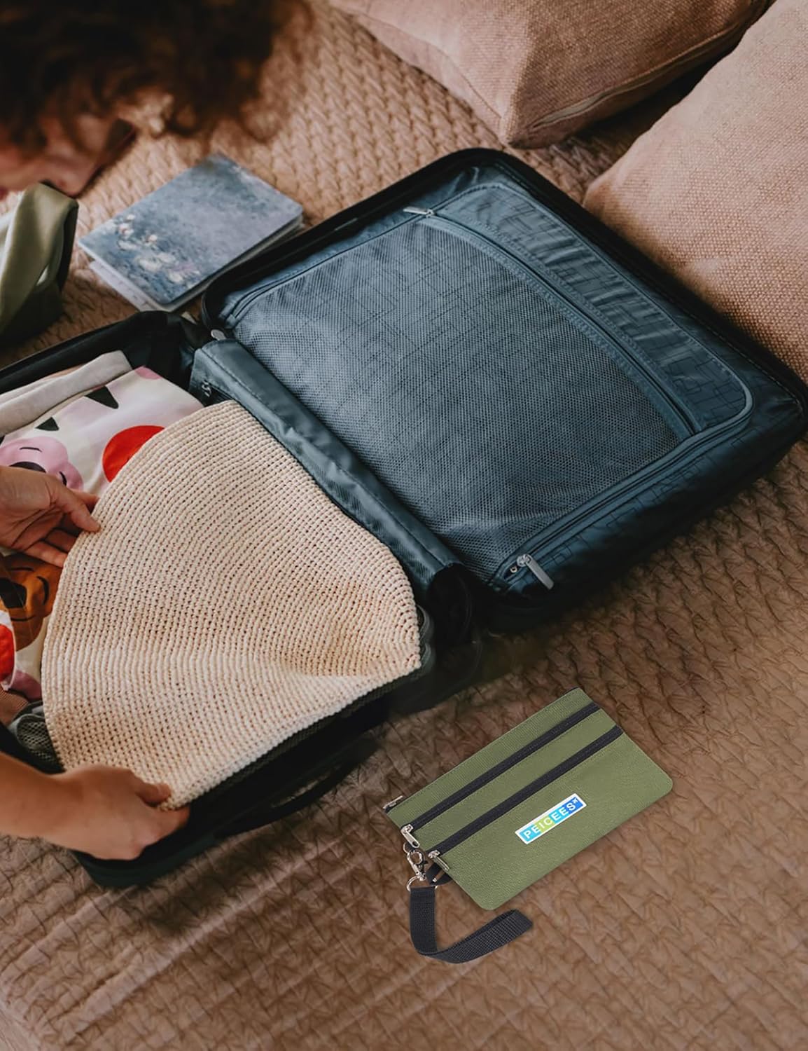World Travel Essentials Currency and Passport Organizers Cash Cards Tickets Holder RFID Blocking Wallet, Lake Blue