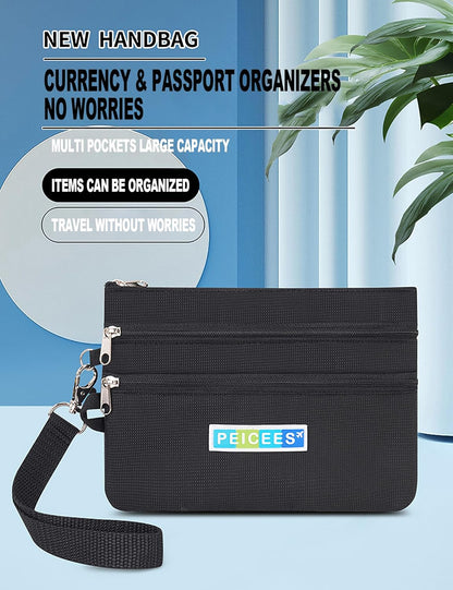 World Travel Essentials Currency and Passport Organizers Cash Cards Tickets Holder RFID Blocking Wallet, Lake Blue