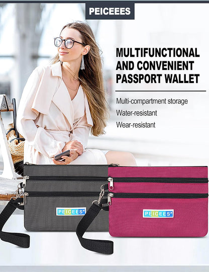 World Travel Essentials Currency and Passport Organizers Cash Cards Tickets Holder RFID Blocking Wallet, Lake Blue