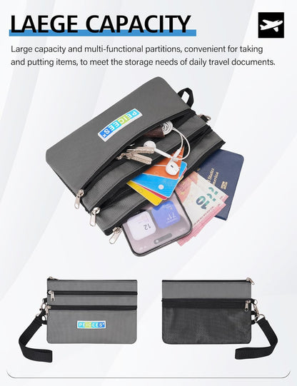 World Travel Essentials Currency and Passport Organizers Cash Cards Tickets Holder RFID Blocking Wallet, Lake Blue