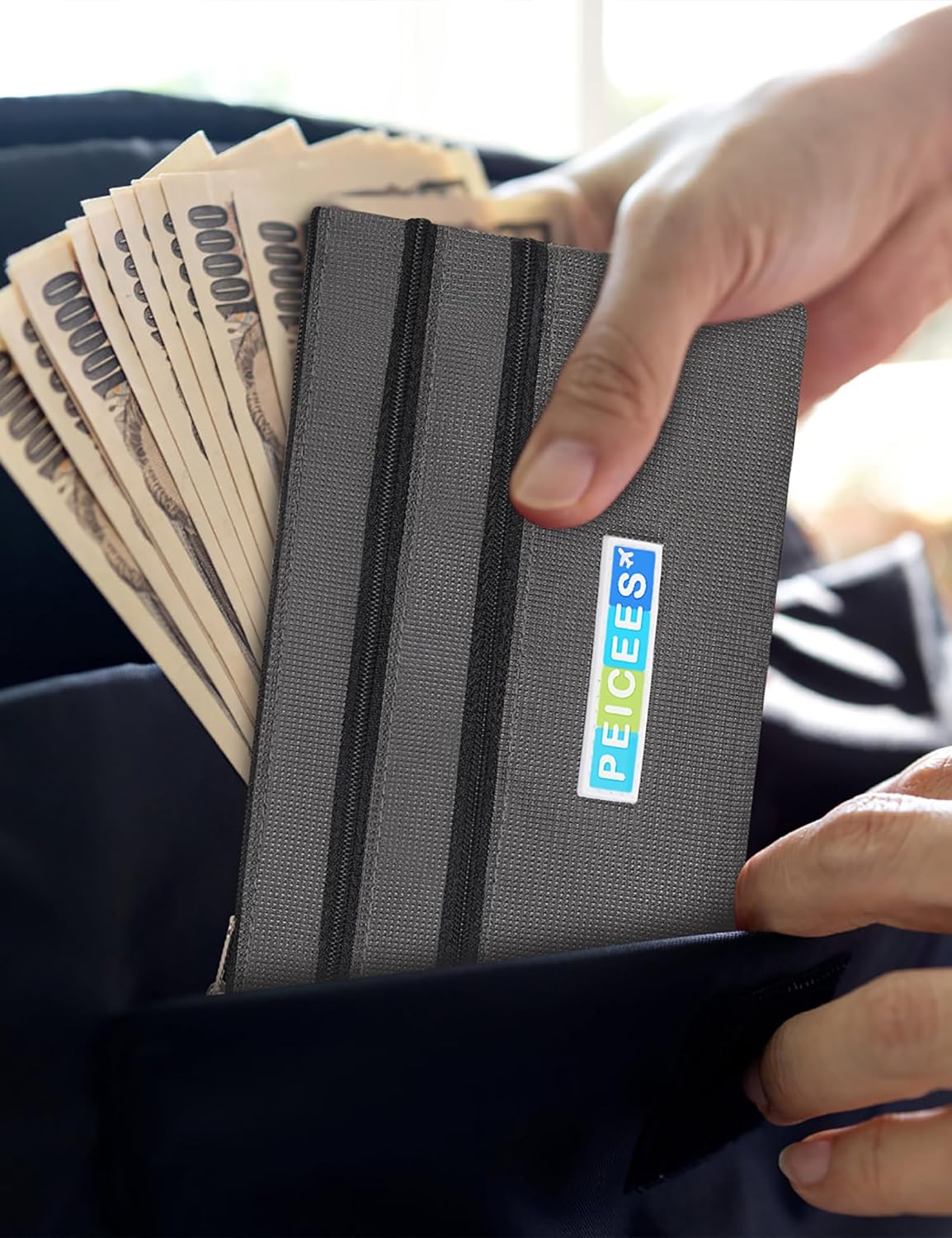 World Travel Essentials Currency and Passport Organizers Cash Cards Tickets Holder RFID Blocking Wallet, Lake Blue