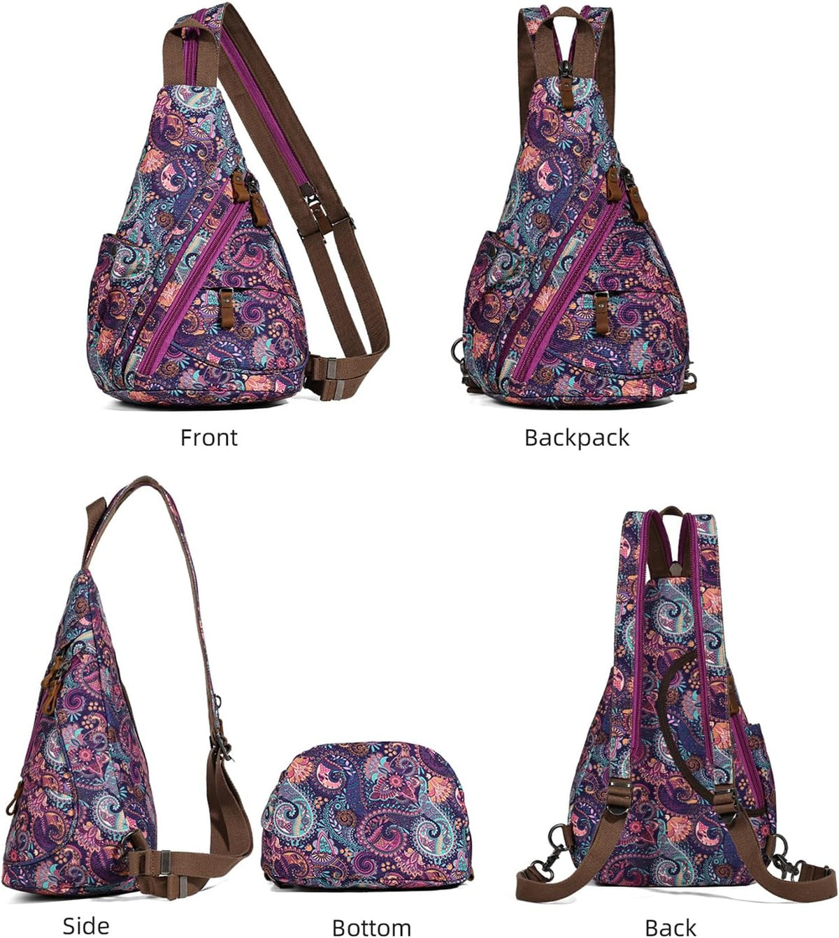 Canvas Sling Bag - Small Crossbody Backpack Shoulder Casual Daypack Rucksack for Men Women(Large Version,Khaki)