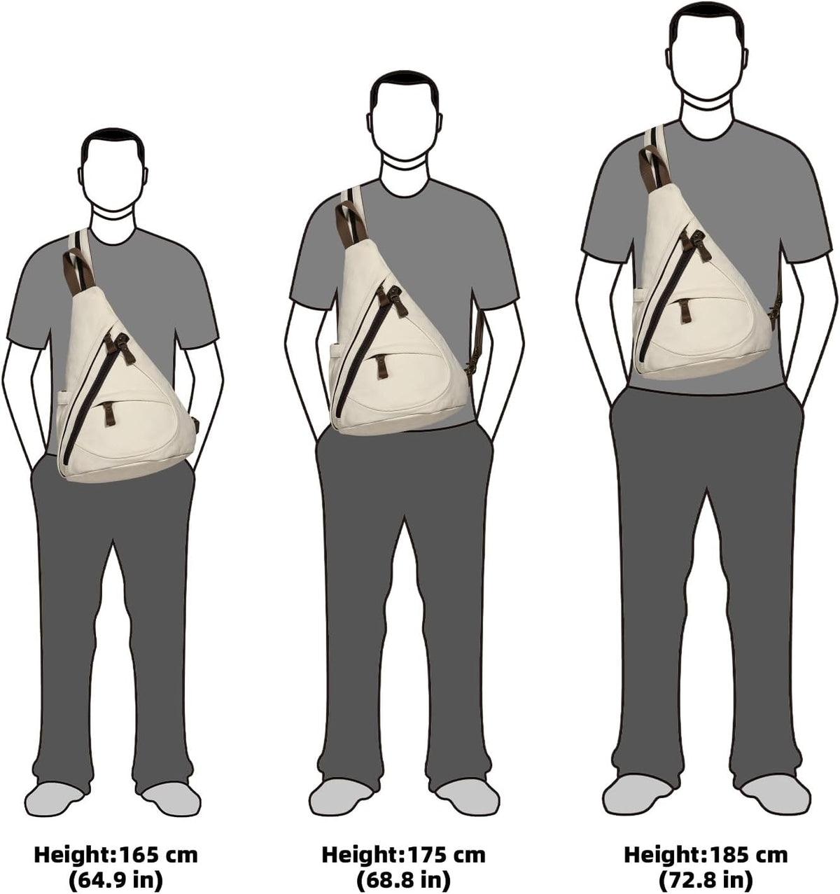 Canvas Sling Bag - Small Crossbody Backpack Shoulder Casual Daypack Rucksack for Men Women(Large Version,Khaki)