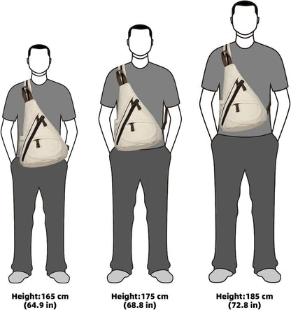 Canvas Sling Bag - Small Crossbody Backpack Shoulder Casual Daypack Rucksack for Men Women(Large Version,Khaki)