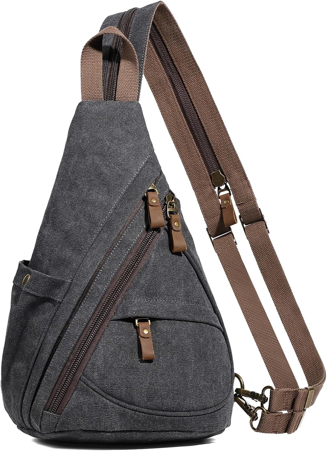 Canvas Sling Bag - Small Crossbody Backpack Shoulder Casual Daypack Rucksack for Men Women(Large Version,Khaki)