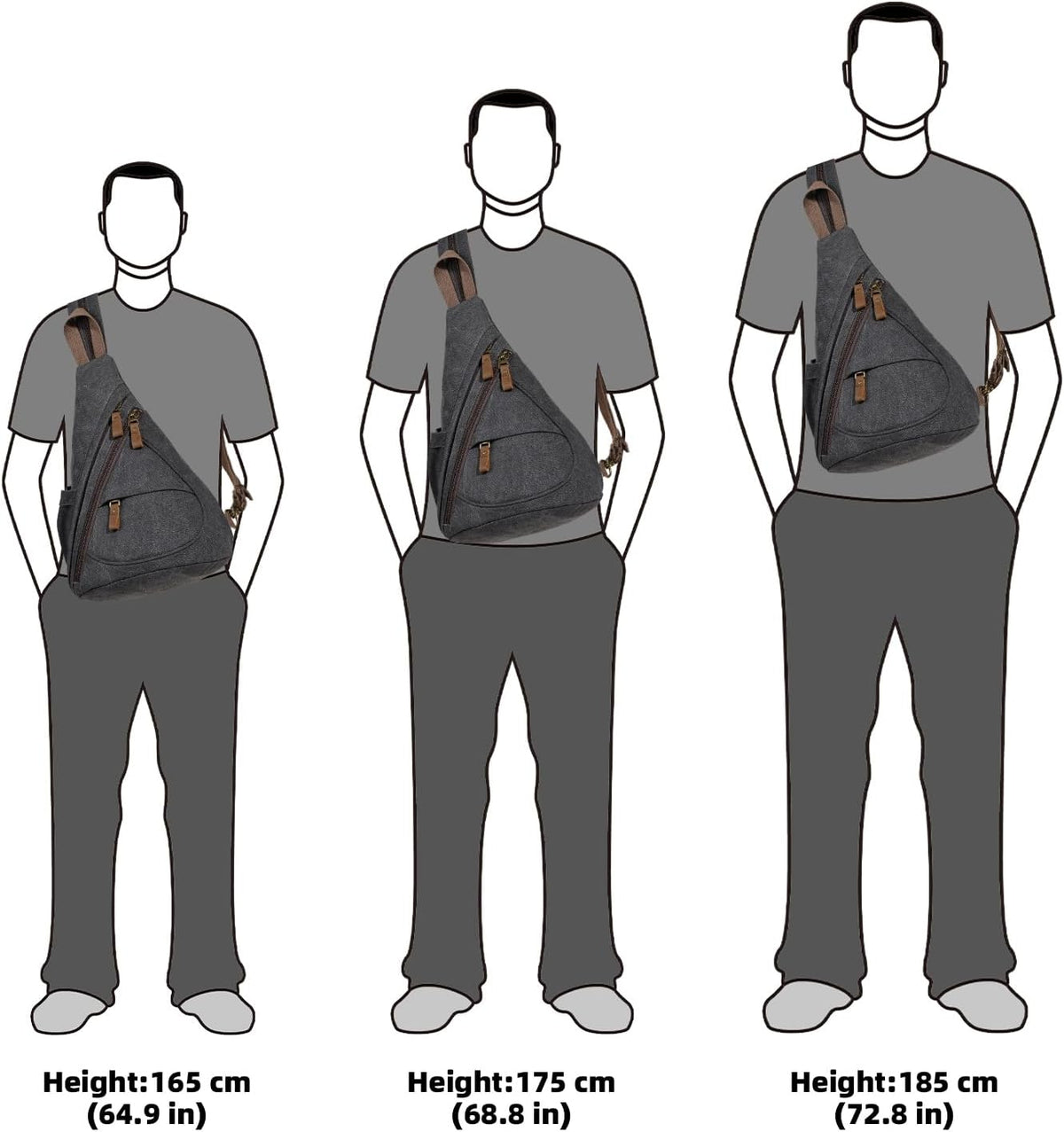 Canvas Sling Bag - Small Crossbody Backpack Shoulder Casual Daypack Rucksack for Men Women(Large Version,Khaki)