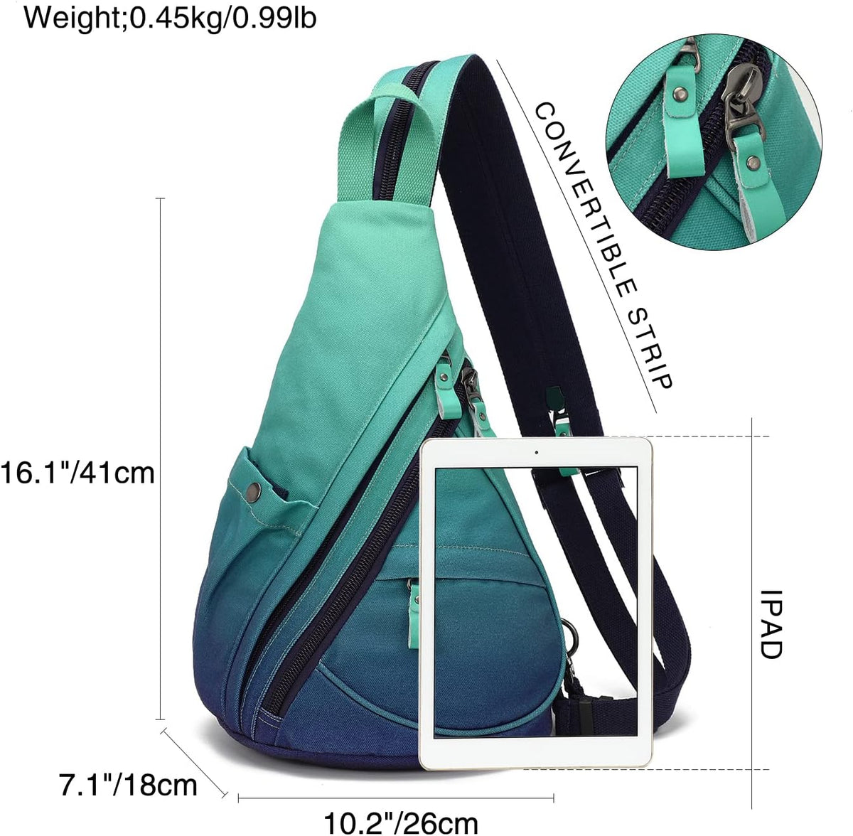 Canvas Sling Bag - Small Crossbody Backpack Shoulder Casual Daypack Rucksack for Men Women(Large Version,Khaki)