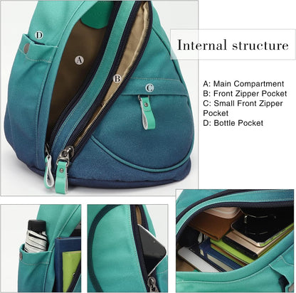 Canvas Sling Bag - Small Crossbody Backpack Shoulder Casual Daypack Rucksack for Men Women(Large Version,Khaki)