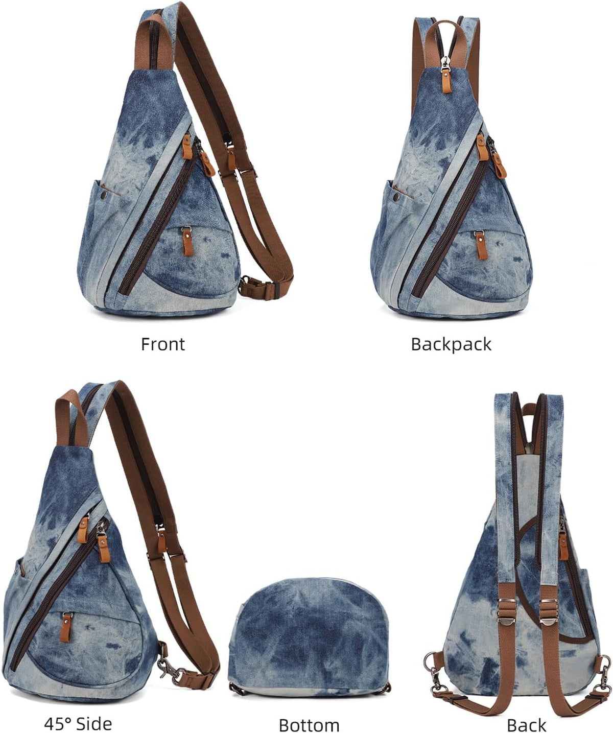Canvas Sling Bag - Small Crossbody Backpack Shoulder Casual Daypack Rucksack for Men Women(Large Version,Khaki)