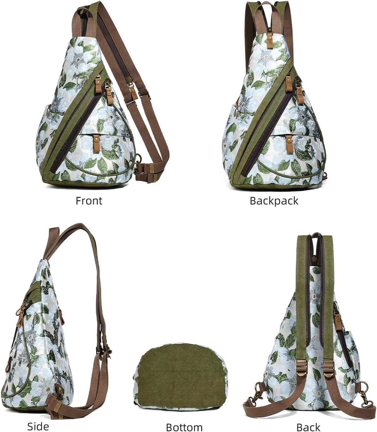Canvas Sling Bag - Small Crossbody Backpack Shoulder Casual Daypack Rucksack for Men Women(Large Version,Khaki)