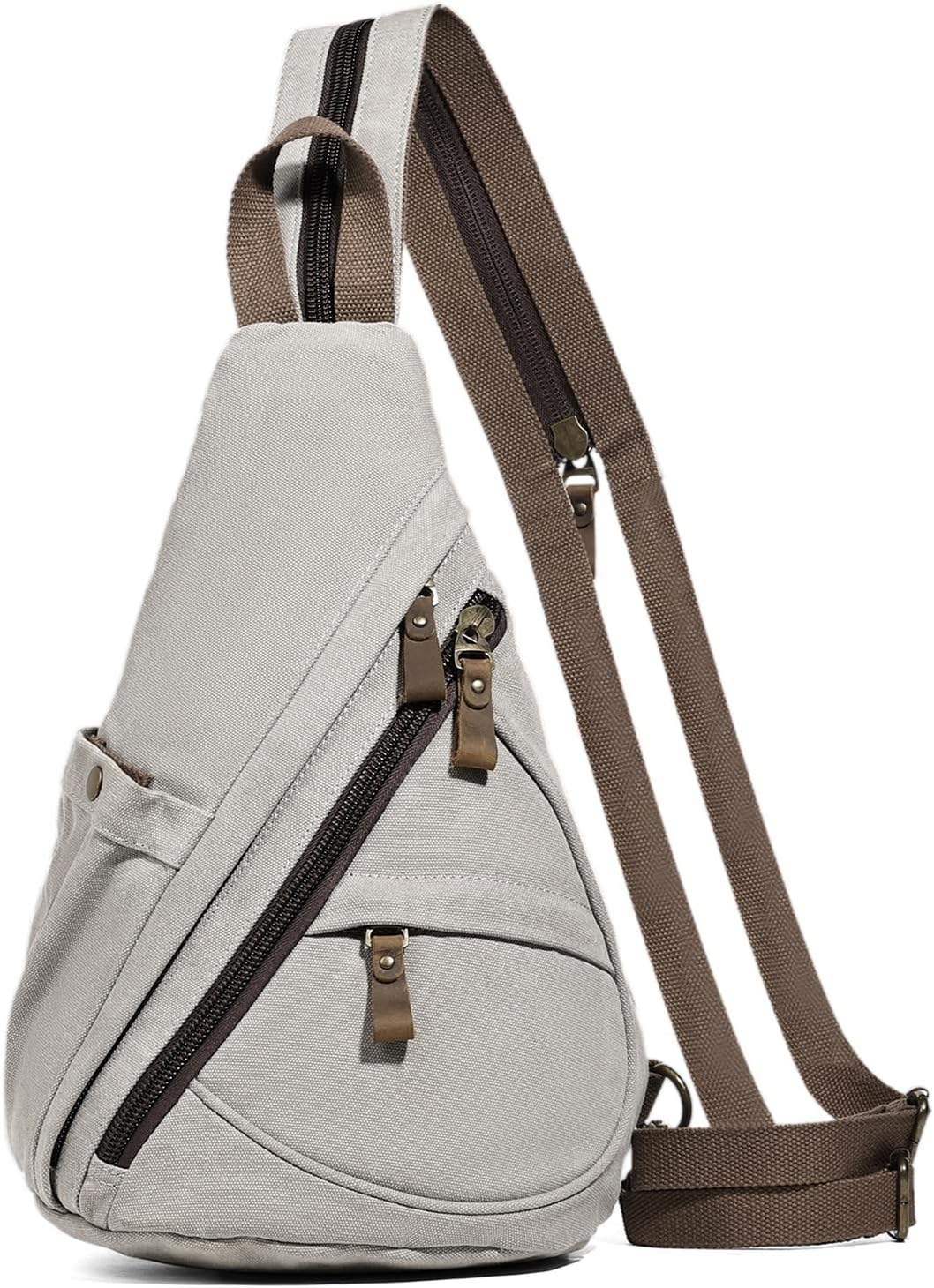 Canvas Sling Bag - Small Crossbody Backpack Shoulder Casual Daypack Rucksack for Men Women(Large Version,Khaki)