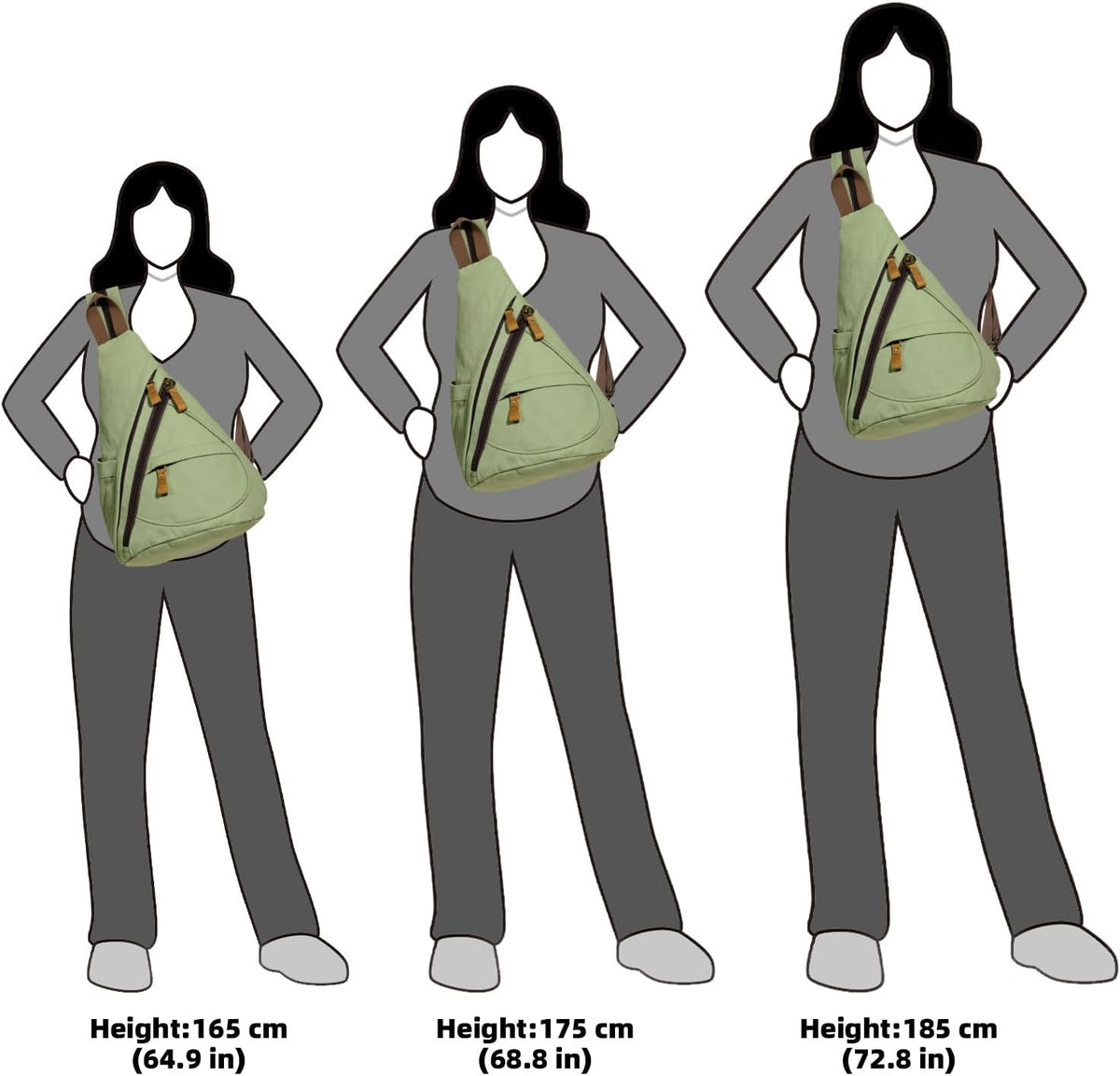 Canvas Sling Bag - Small Crossbody Backpack Shoulder Casual Daypack Rucksack for Men Women(Large Version,Khaki)