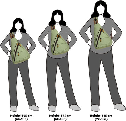 Canvas Sling Bag - Small Crossbody Backpack Shoulder Casual Daypack Rucksack for Men Women(Large Version,Khaki)