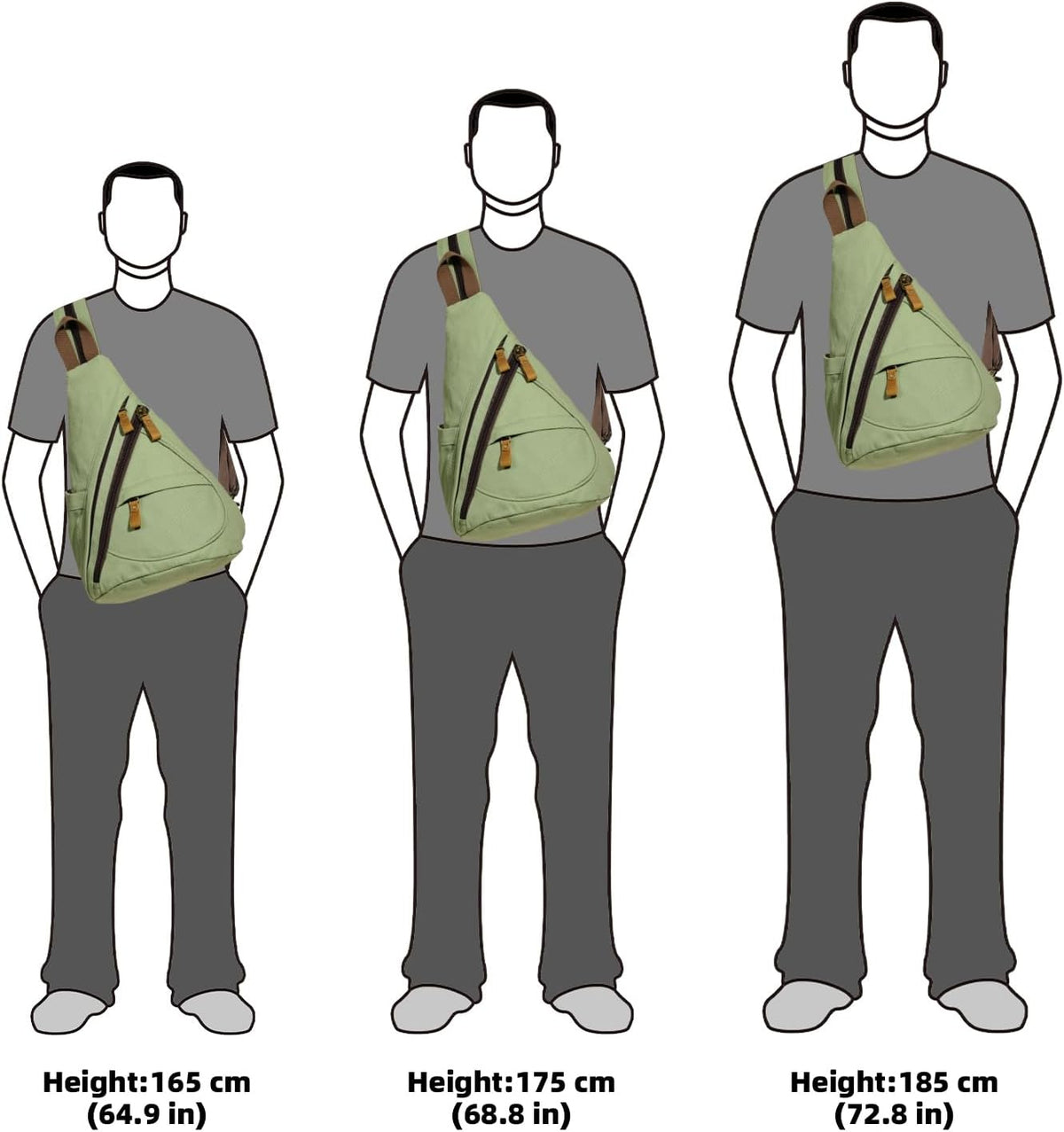 Canvas Sling Bag - Small Crossbody Backpack Shoulder Casual Daypack Rucksack for Men Women(Large Version,Khaki)
