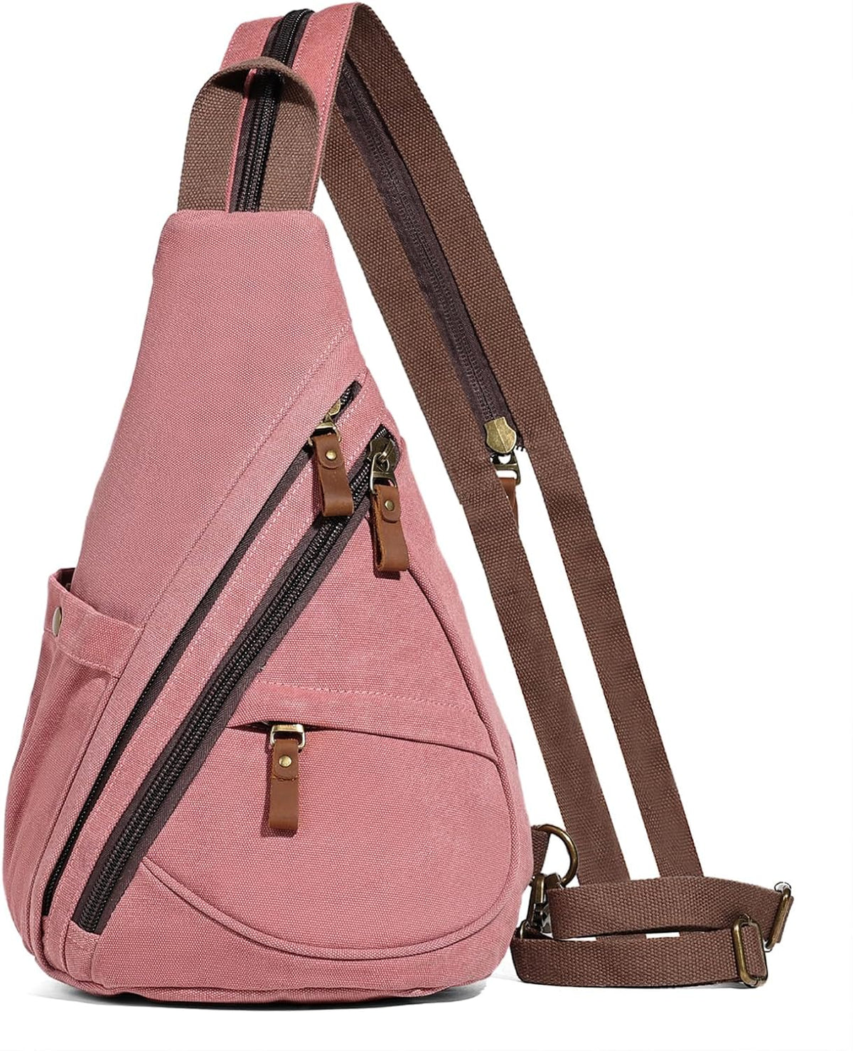 Canvas Sling Bag - Small Crossbody Backpack Shoulder Casual Daypack Rucksack for Men Women(Large Version,Khaki)