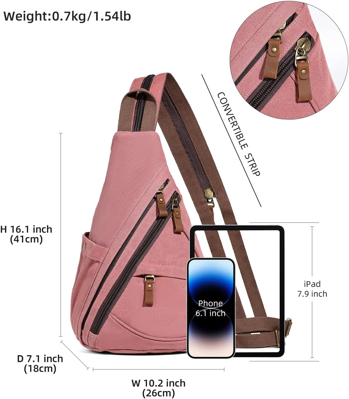 Canvas Sling Bag - Small Crossbody Backpack Shoulder Casual Daypack Rucksack for Men Women(Large Version,Khaki)