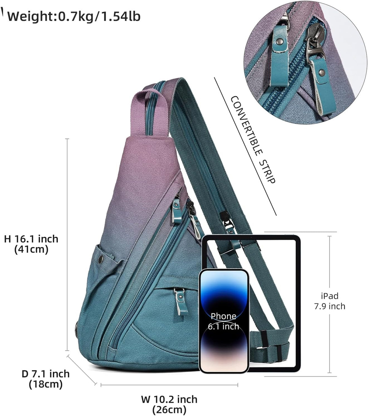 Canvas Sling Bag - Small Crossbody Backpack Shoulder Casual Daypack Rucksack for Men Women(Large Version,Khaki)