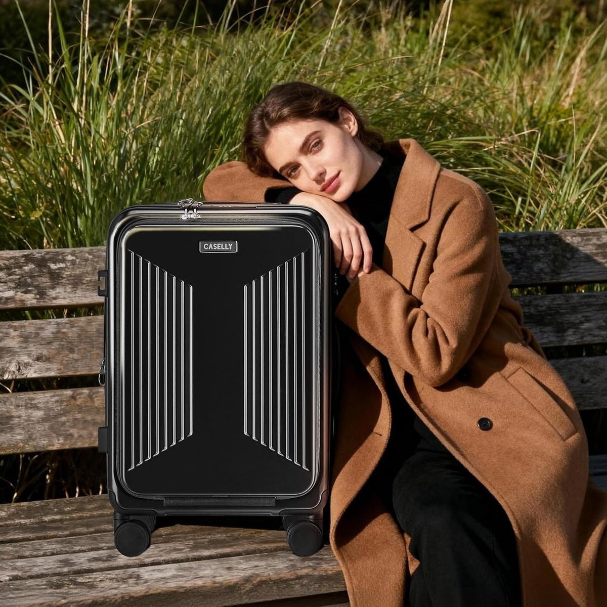 Carry on Luggage Top opening Suitcases, Expandable with Cup Holder and USB Charging Port,Lightweight with Front Pocket Rolling Suitcases with Spinner Wheels