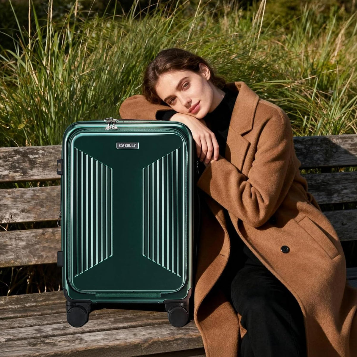 Carry on Luggage Top opening Suitcases, Expandable with Cup Holder and USB Charging Port,Lightweight with Front Pocket Rolling Suitcases with Spinner Wheels
