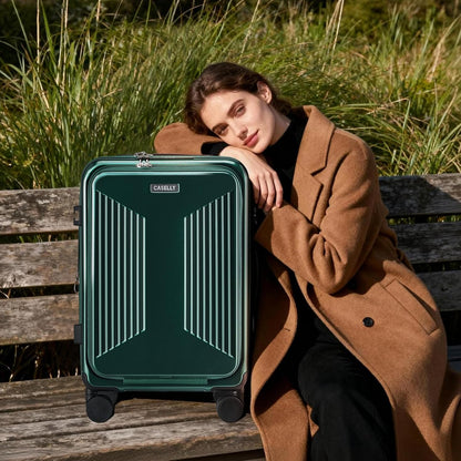 Carry on Luggage Top opening Suitcases, Expandable with Cup Holder and USB Charging Port,Lightweight with Front Pocket Rolling Suitcases with Spinner Wheels
