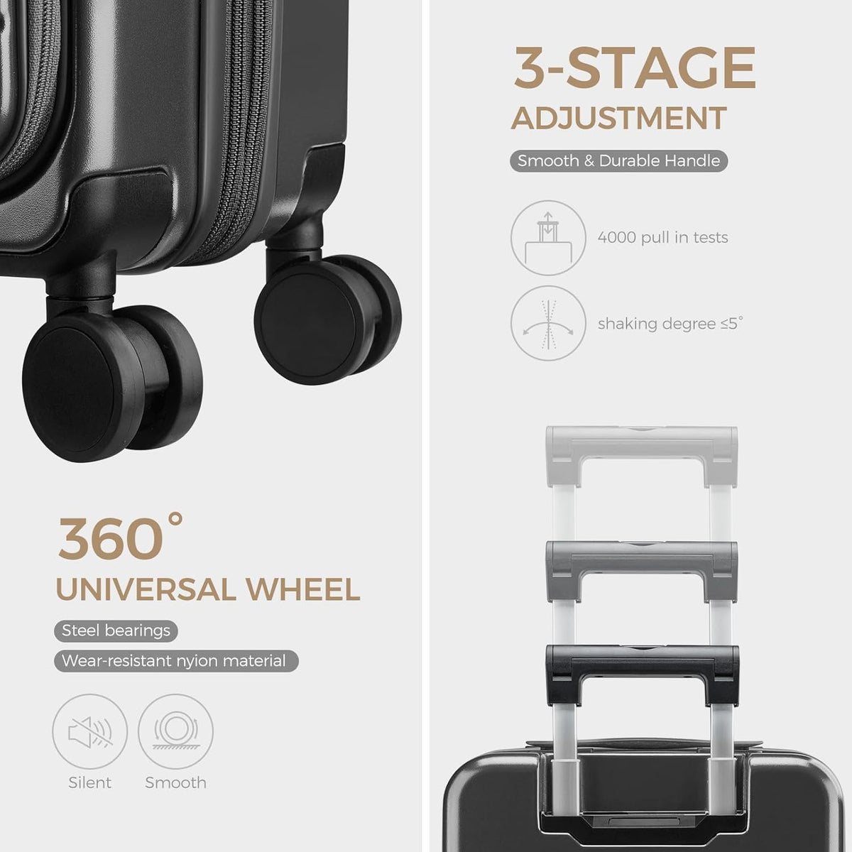 Carry on Luggage Top opening Suitcases, Expandable with Cup Holder and USB Charging Port,Lightweight with Front Pocket Rolling Suitcases with Spinner Wheels