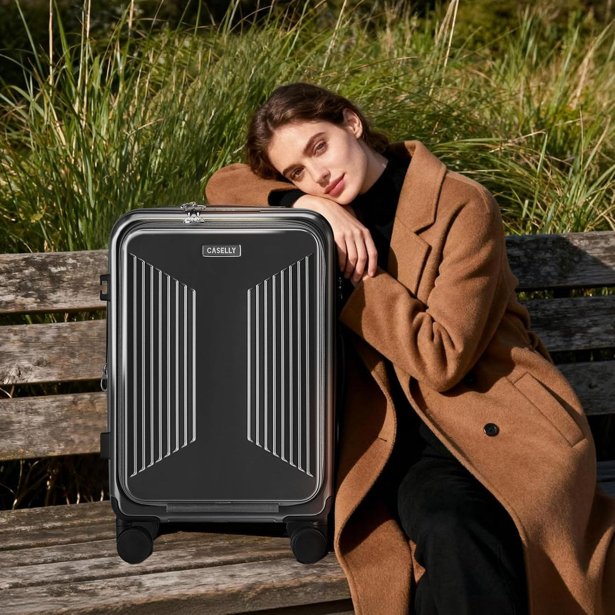 Carry on Luggage Top opening Suitcases, Expandable with Cup Holder and USB Charging Port,Lightweight with Front Pocket Rolling Suitcases with Spinner Wheels