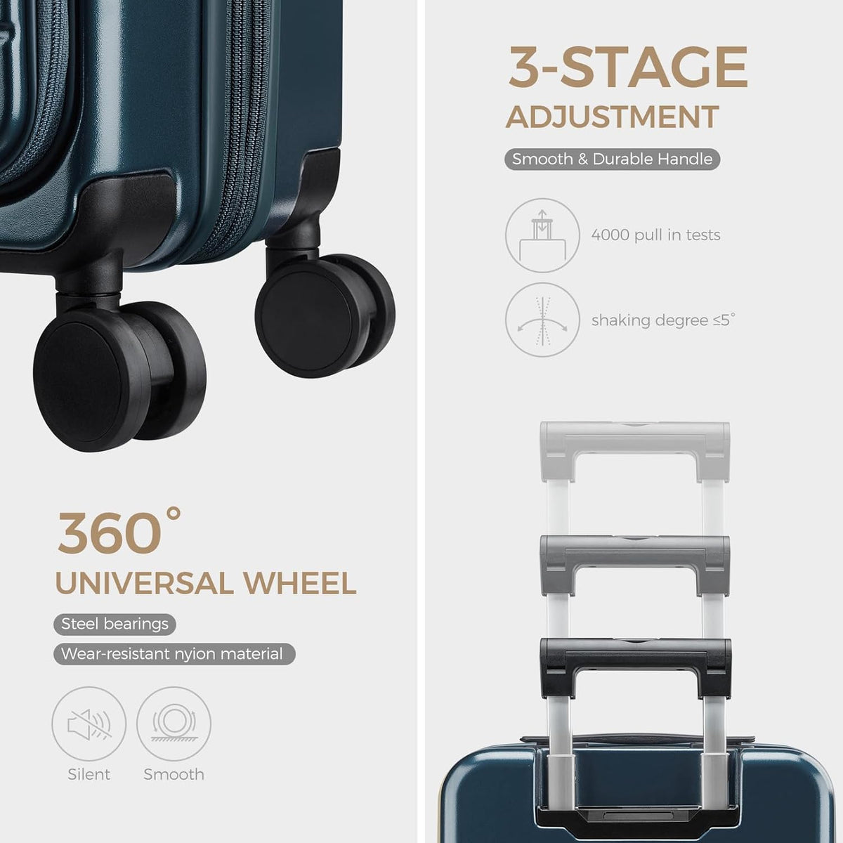 Carry on Luggage Top opening Suitcases, Expandable with Cup Holder and USB Charging Port,Lightweight with Front Pocket Rolling Suitcases with Spinner Wheels