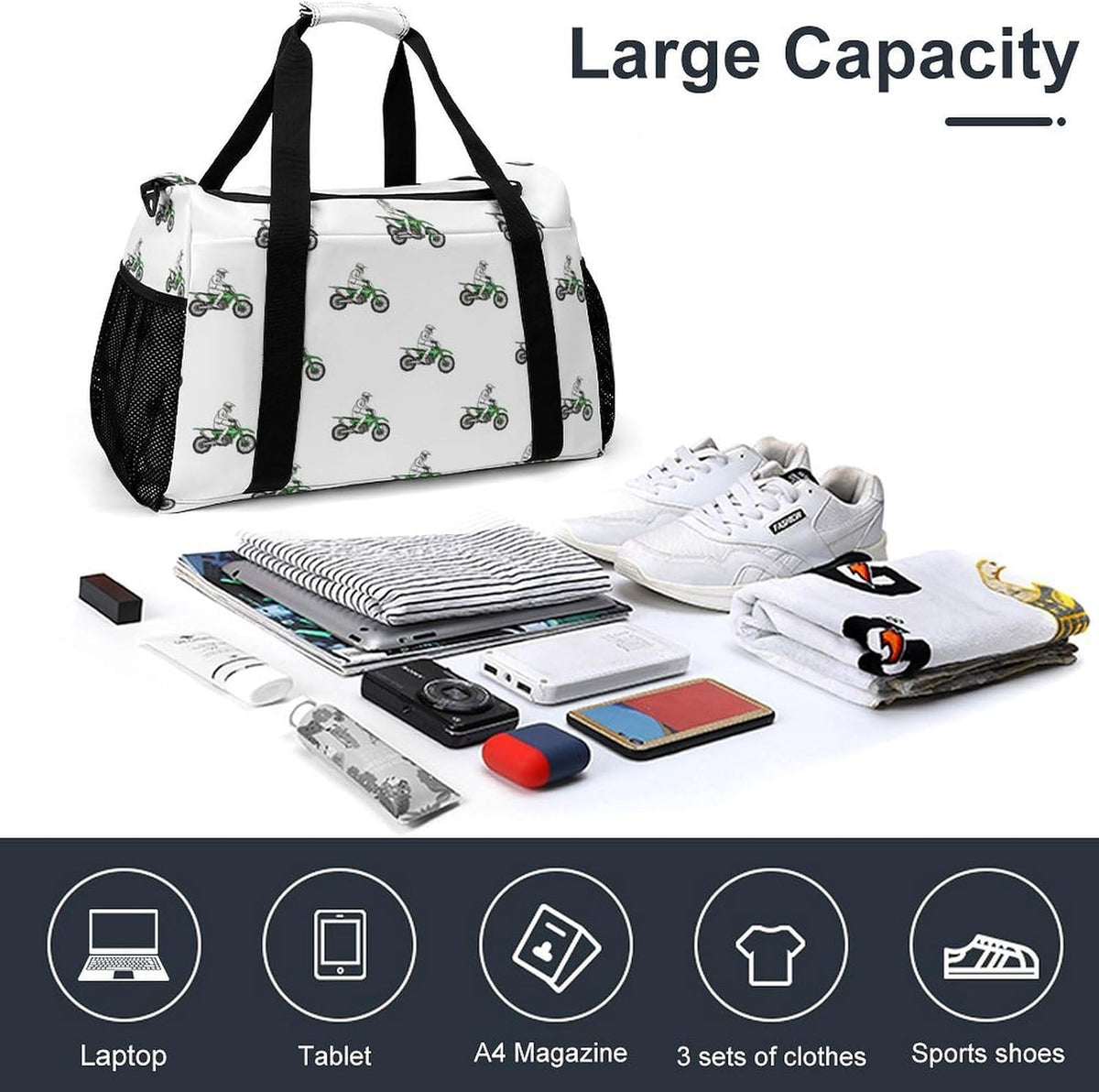 Duffel Bag for Weekend Travel and Gym Sports Overnight Spacious Design Adjustable Strap