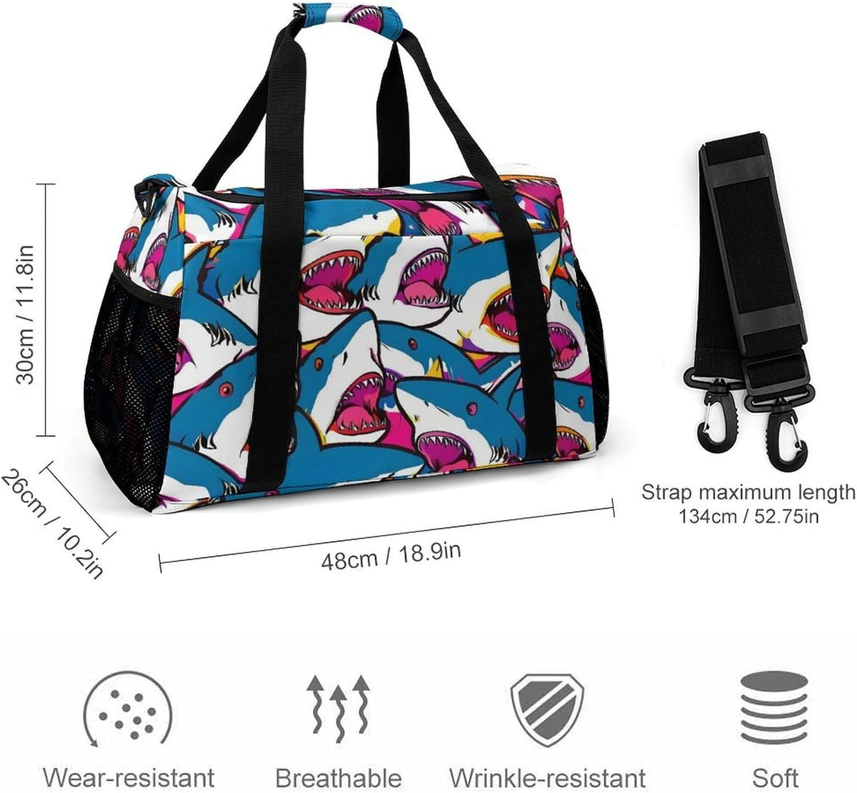 Duffel Bag for Weekend Travel and Gym Sports Overnight Spacious Design Adjustable Strap