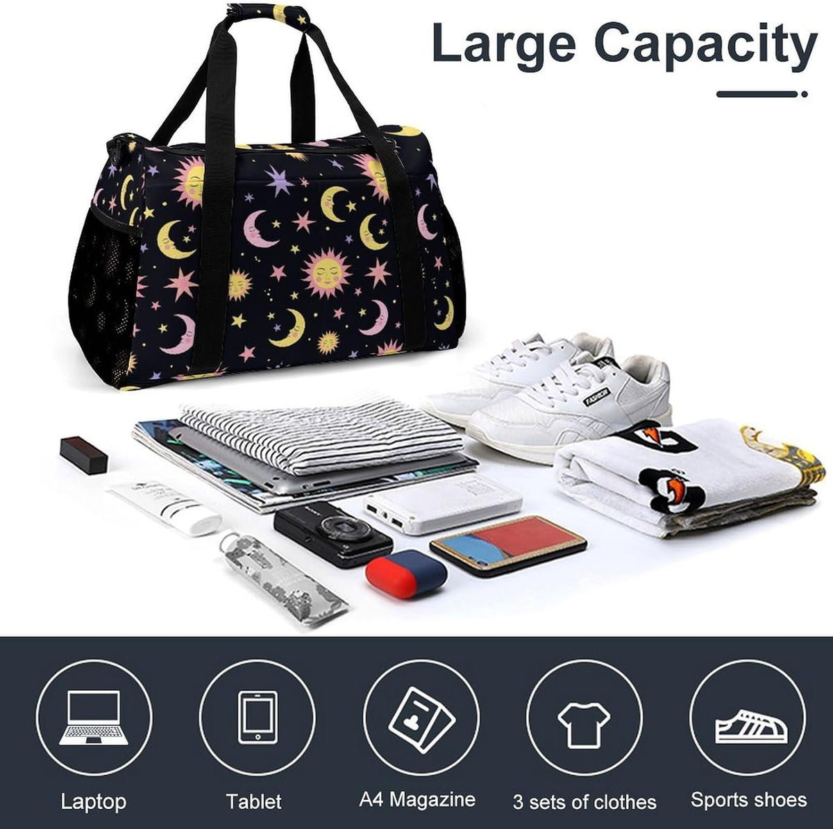 Duffel Bag for Weekend Travel and Gym Sports Overnight Spacious Design Adjustable Strap