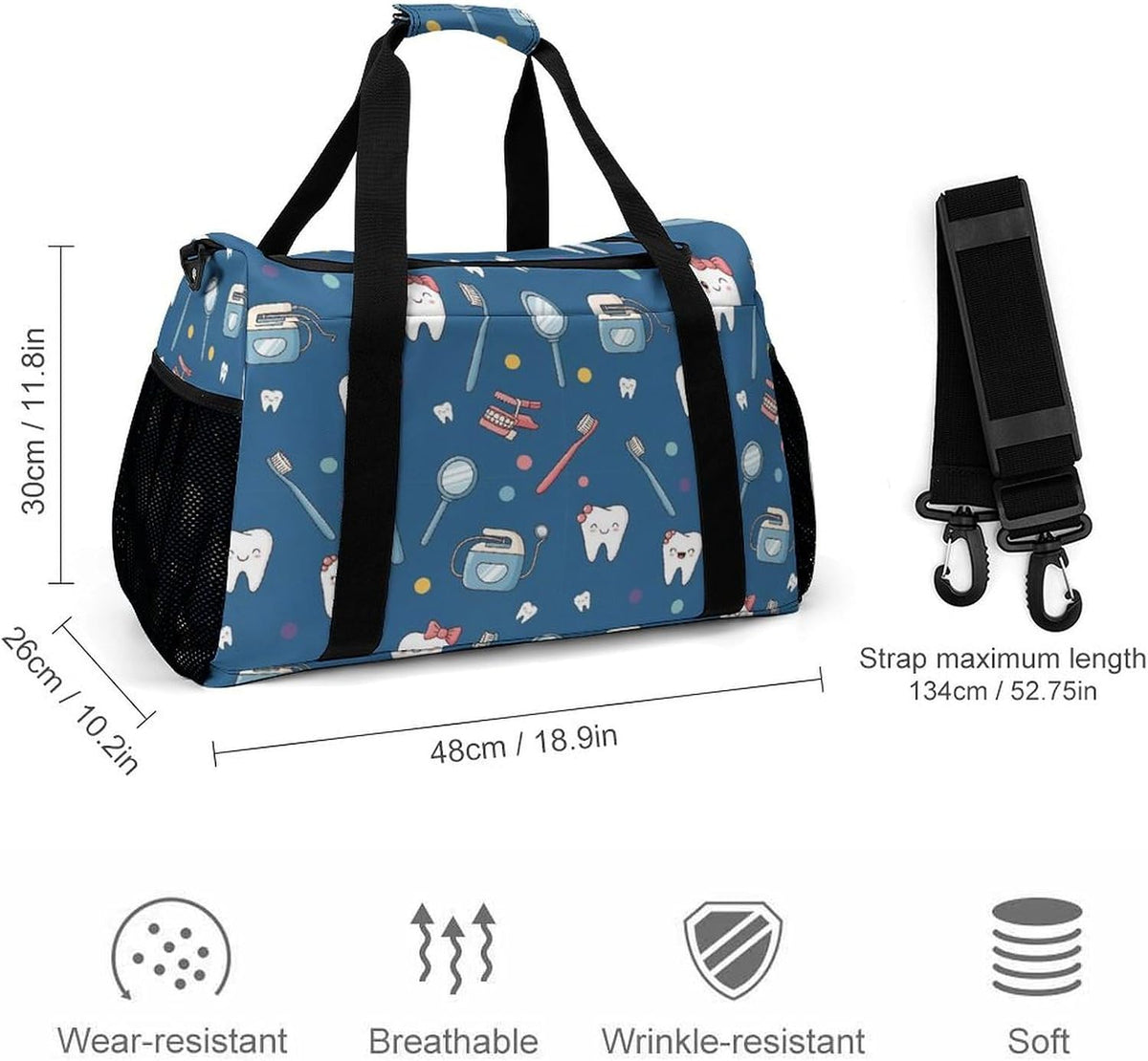 Duffel Bag for Weekend Travel and Gym Sports Overnight Spacious Design Adjustable Strap
