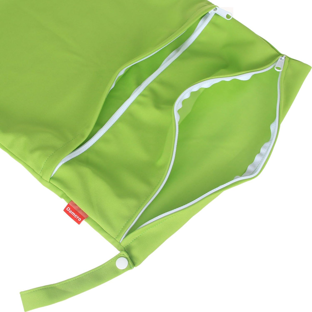 2 Pack Travel Wet Dry Bag Organizer with 2 Pockets and Handle for Cloth Diaper, Baby Clothes, Pumping Parts, Swimsuit and More, Cute and Spacious, Easy to Grab and GO(Medium, Green+Light Blue)