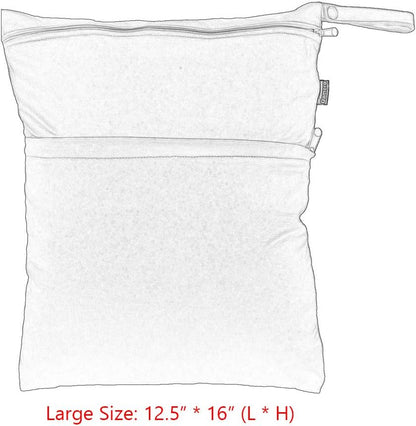 2 Pack Travel Wet Dry Bag Organizer with 2 Pockets and Handle for Cloth Diaper, Baby Clothes, Pumping Parts, Swimsuit and More, Cute and Spacious, Easy to Grab and GO(Medium, Green+Light Blue)