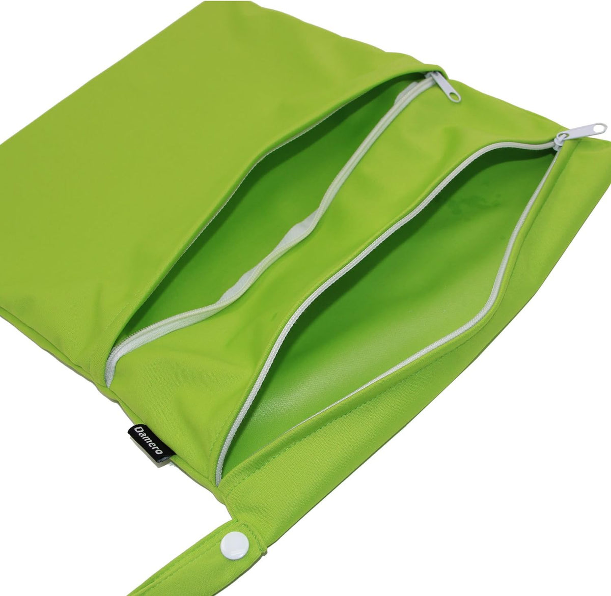 2 Pack Travel Wet Dry Bag Organizer with 2 Pockets and Handle for Cloth Diaper, Baby Clothes, Pumping Parts, Swimsuit and More, Cute and Spacious, Easy to Grab and GO(Medium, Green+Light Blue)