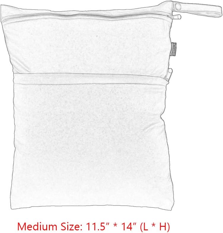 2 Pack Travel Wet Dry Bag Organizer with 2 Pockets and Handle for Cloth Diaper, Baby Clothes, Pumping Parts, Swimsuit and More, Cute and Spacious, Easy to Grab and GO(Medium, Green+Light Blue)