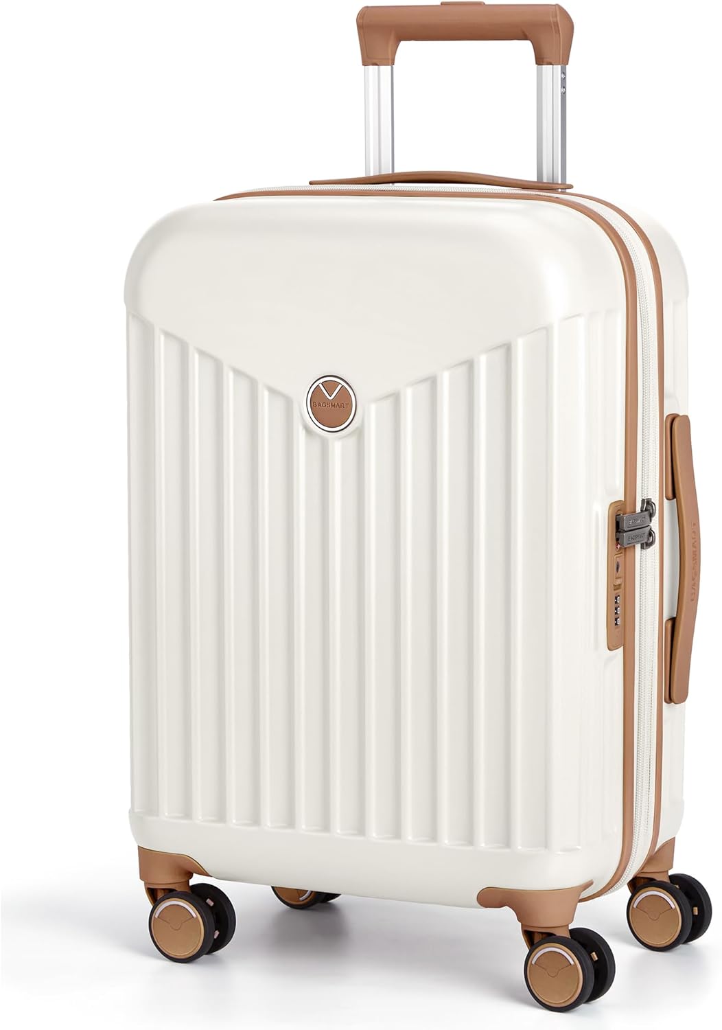 Hardside Expandable Luggage With Spinner Wheels, PC Lightweight Carry-On Luggage Airline Approved With TSA Lock, Durable Women Travel Suitcase Carry On 20 Inch, Beige