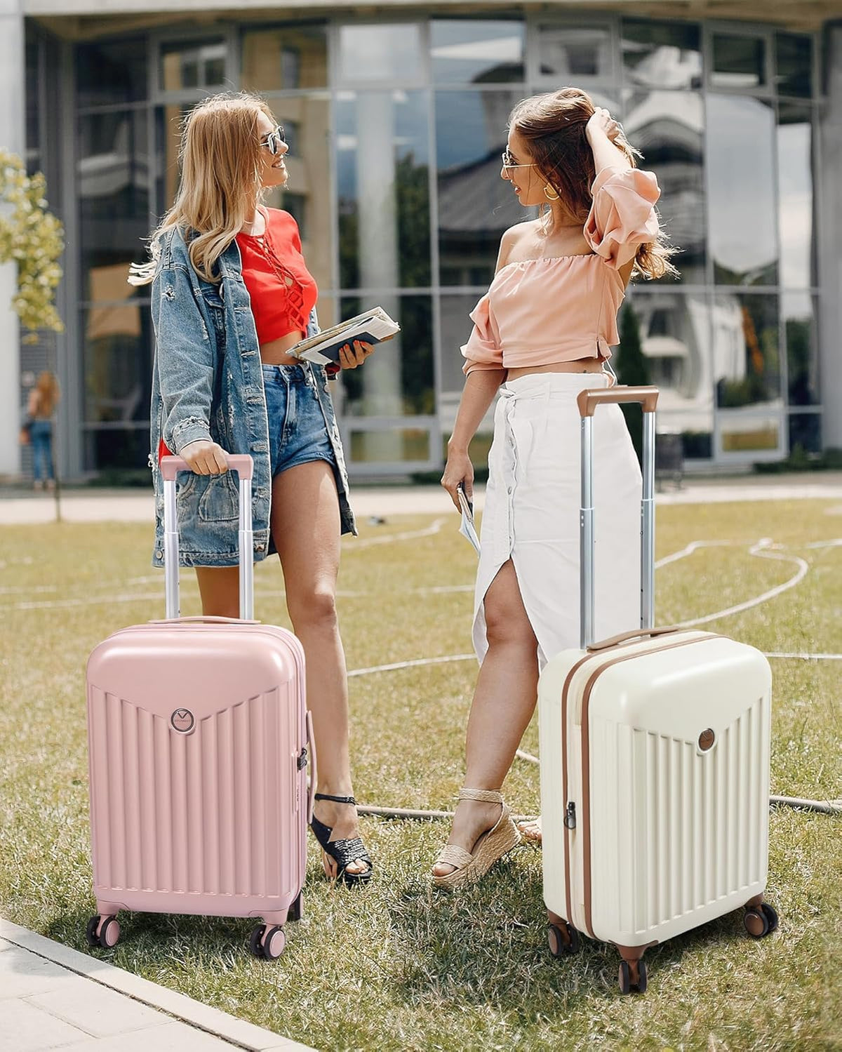 Hardside Expandable Luggage With Spinner Wheels, PC Lightweight Carry-On Luggage Airline Approved With TSA Lock, Durable Women Travel Suitcase Carry On 20 Inch, Beige