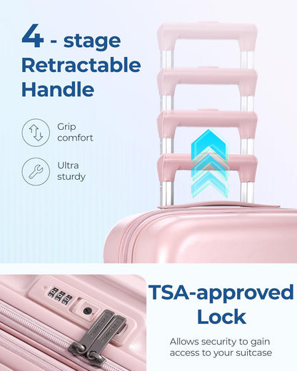 Hardside Expandable Luggage With Spinner Wheels, PC Lightweight Carry-On Luggage Airline Approved With TSA Lock, Durable Women Travel Suitcase Carry On 20 Inch, Beige