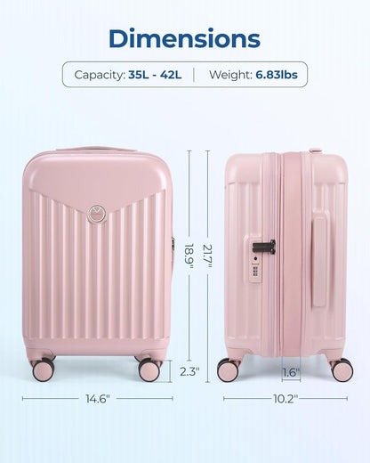 Hardside Expandable Luggage With Spinner Wheels, PC Lightweight Carry-On Luggage Airline Approved With TSA Lock, Durable Women Travel Suitcase Carry On 20 Inch, Beige