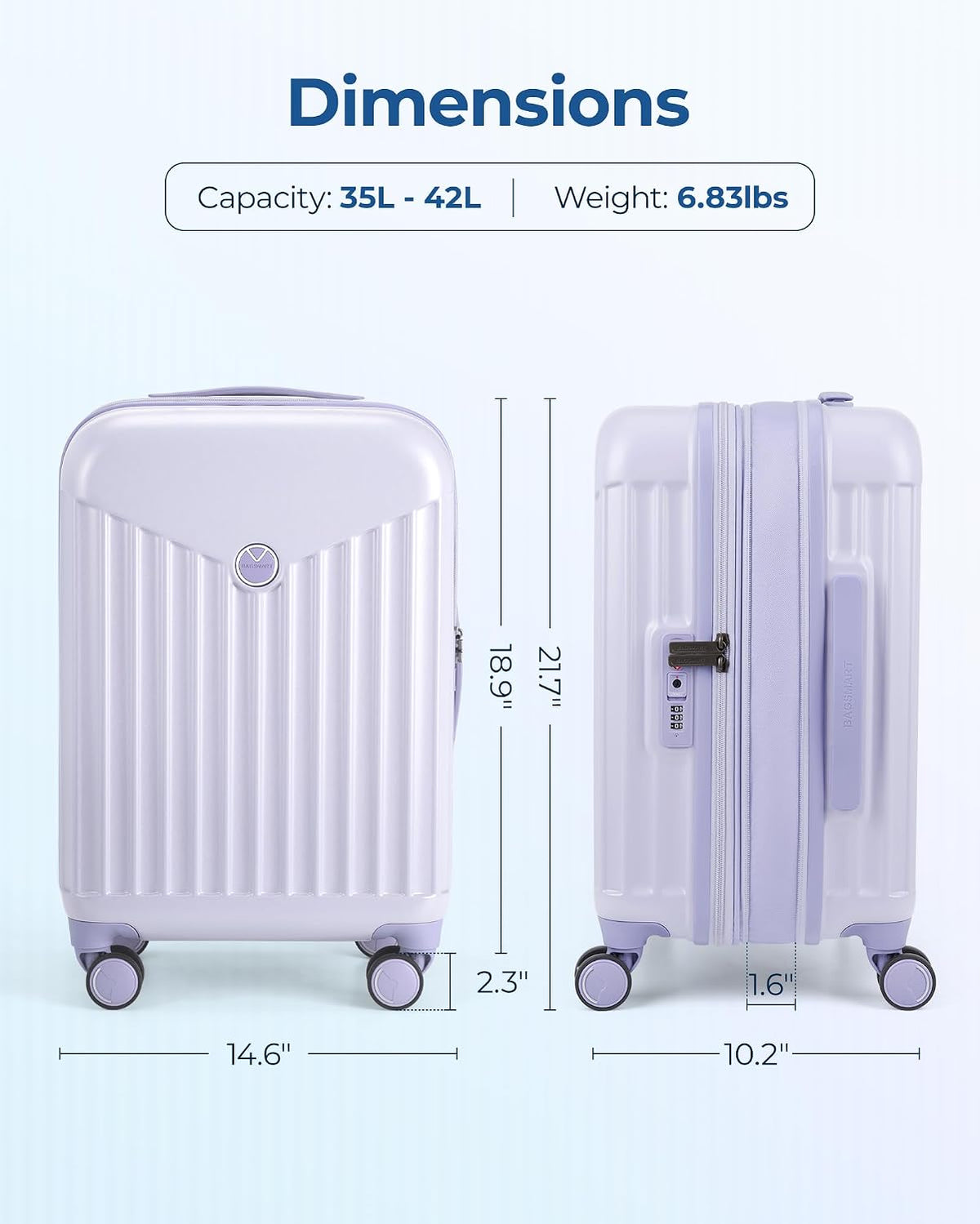 Hardside Expandable Luggage With Spinner Wheels, PC Lightweight Carry-On Luggage Airline Approved With TSA Lock, Durable Women Travel Suitcase Carry On 20 Inch, Beige