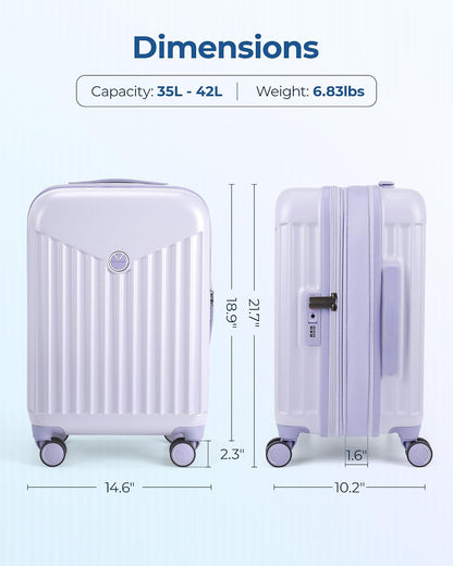 Hardside Expandable Luggage With Spinner Wheels, PC Lightweight Carry-On Luggage Airline Approved With TSA Lock, Durable Women Travel Suitcase Carry On 20 Inch, Beige