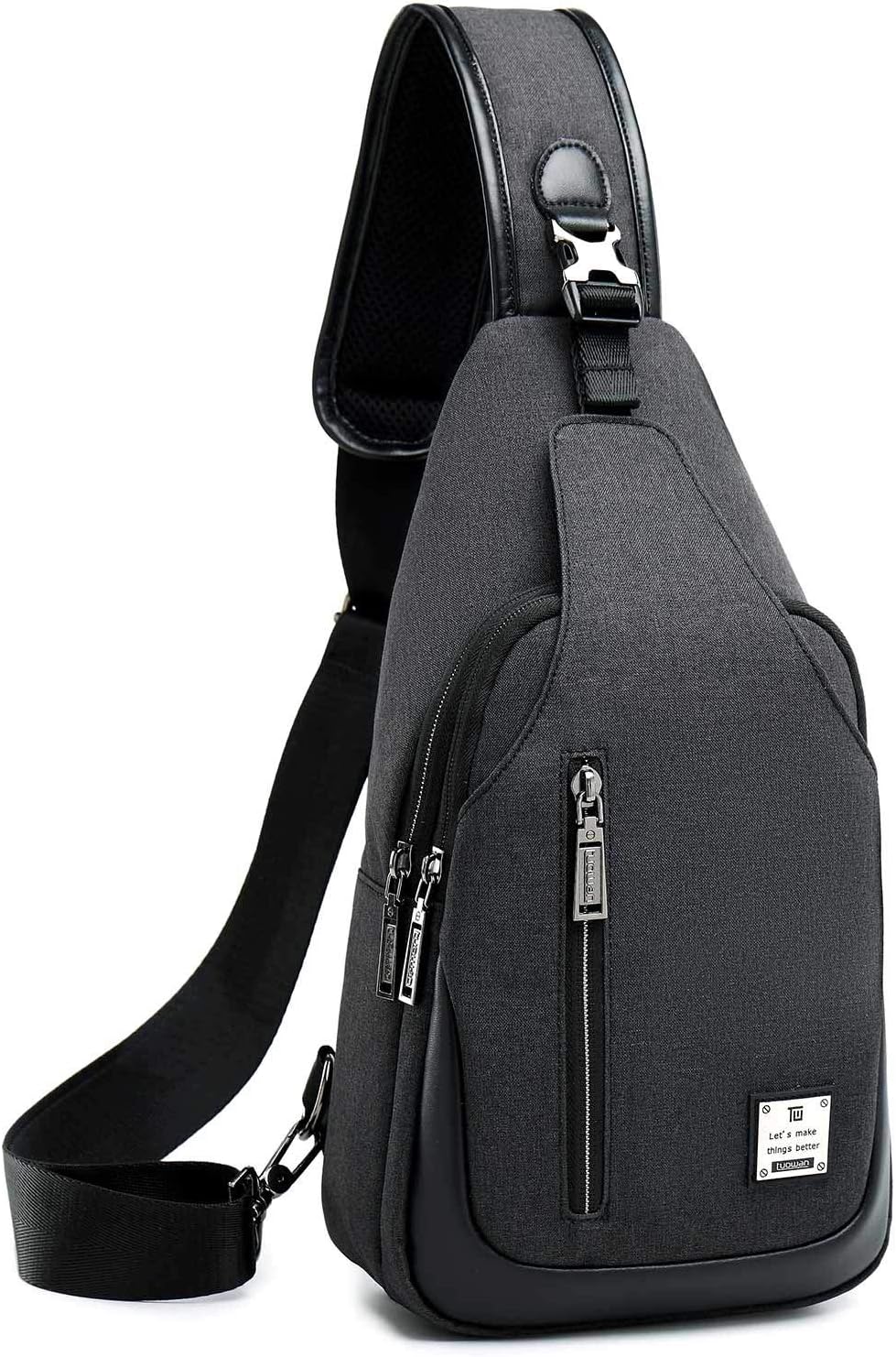 Small Sling Bag Crossbody Backpack Over the Shoulder Bag for Men Women Travel Outdoors, Lightweight Chest Pack (Large,Black)