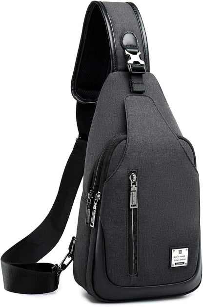 Small Sling Bag Crossbody Backpack Over the Shoulder Bag for Men Women Travel Outdoors, Lightweight Chest Pack (Large,Black)