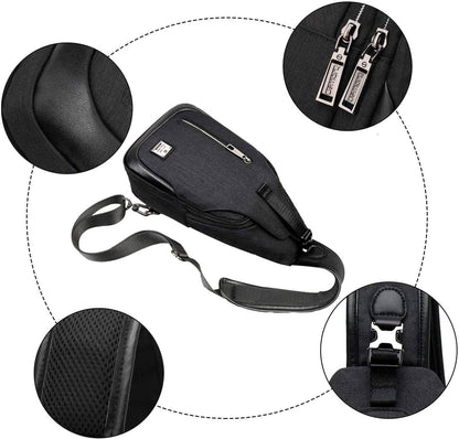 Small Sling Bag Crossbody Backpack Over the Shoulder Bag for Men Women Travel Outdoors, Lightweight Chest Pack (Large,Black)