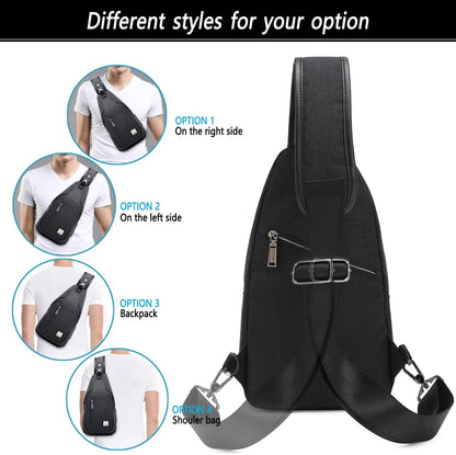 Small Sling Bag Crossbody Backpack Over the Shoulder Bag for Men Women Travel Outdoors, Lightweight Chest Pack (Large,Black)