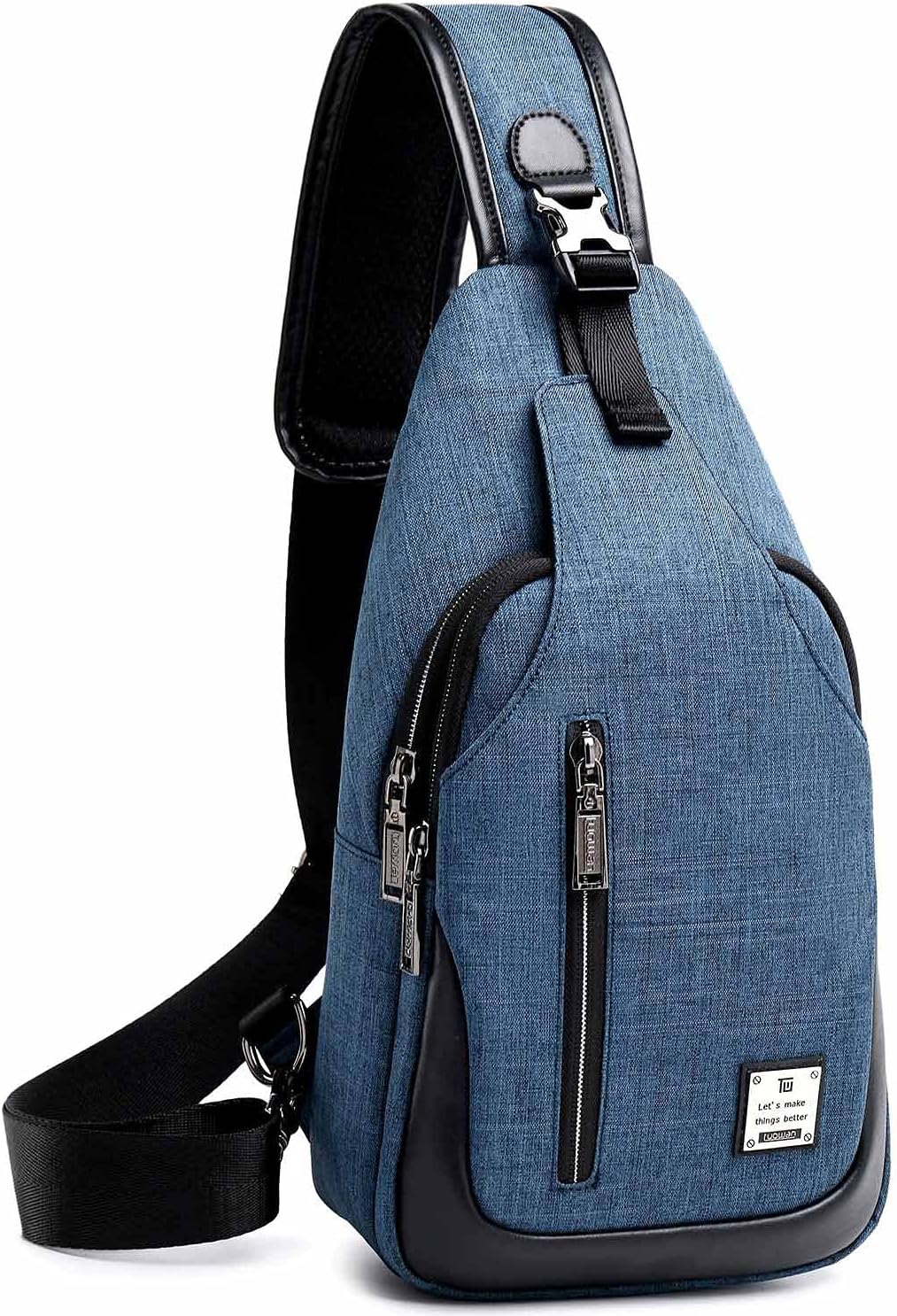 Small Sling Bag Crossbody Backpack Over the Shoulder Bag for Men Women Travel Outdoors, Lightweight Chest Pack (Large,Black)