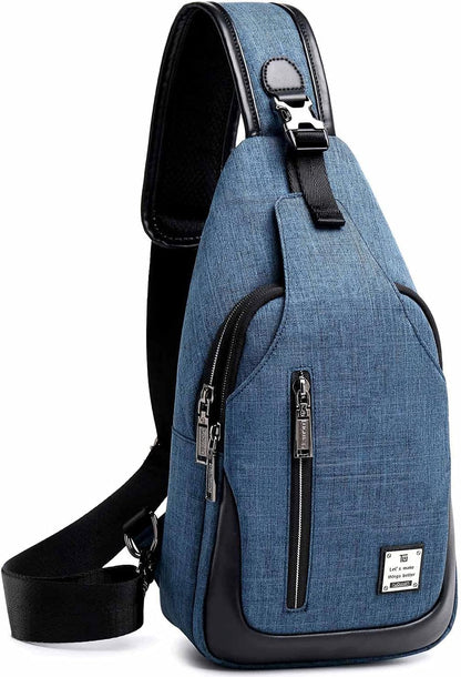 Small Sling Bag Crossbody Backpack Over the Shoulder Bag for Men Women Travel Outdoors, Lightweight Chest Pack (Large,Black)