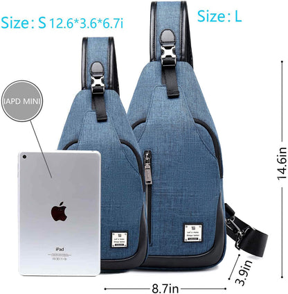 Small Sling Bag Crossbody Backpack Over the Shoulder Bag for Men Women Travel Outdoors, Lightweight Chest Pack (Large,Black)